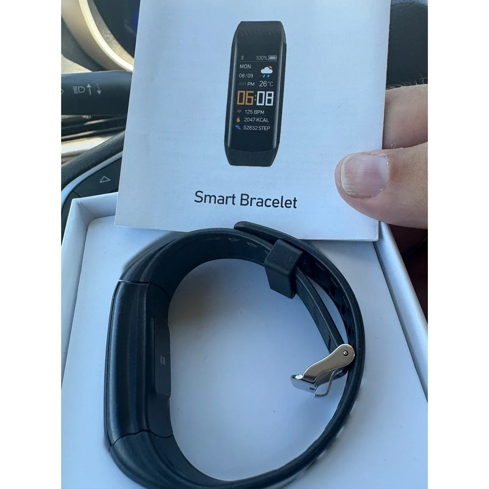 Smart Bracelet Fitness Tracker Heart Rate Monitor Sleep Track Step Counter Black